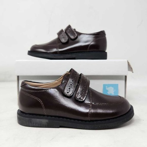Little boys 11 (27EU) Elephantito wingtip strap brown dress school uniform shoes - Picture 1 of 11